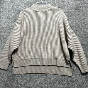 Topshop Woman’s Chunky Knit Mock neck Beige Sweater Oversized Size XS